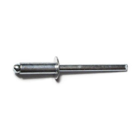 Midwest Fastener Blind Rivet, Dome Head, 3/16 in Dia., 3/8 in L, Steel Body, 100 PK 51093